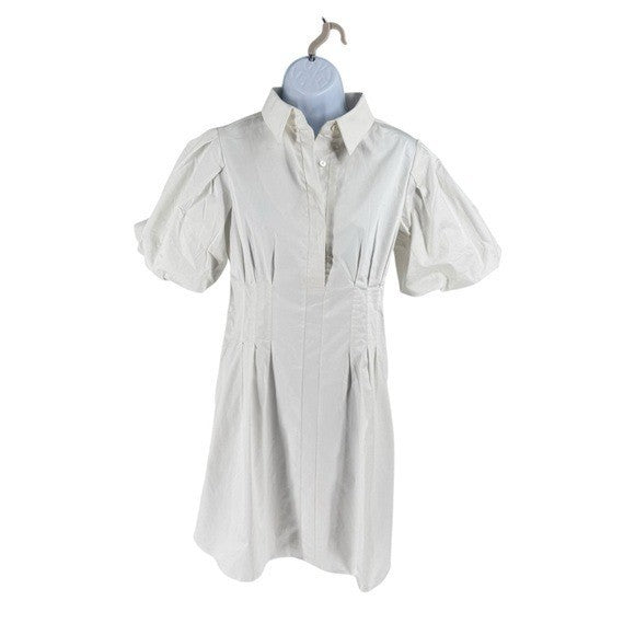 Tuckernuck NEW White Mini Delaney Puff Sleeve Cotton Classic Dress Size S