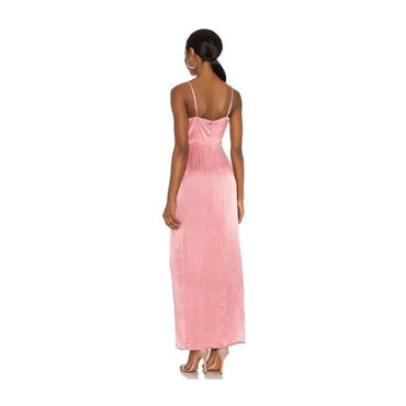 REVOLVE NBD Lila Satin Cowl Neck Formal Long Dress Gown in Mauve Pink Size S NEW