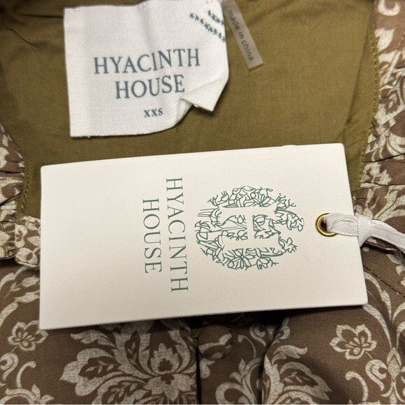 Hyacinth House | NEW Moss Printed Russell Mini Dress in Olive Size XXS