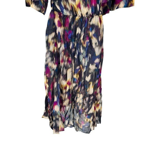 Isabel Marant Etoile NEW Maggy Black Watercolor Button Down Midi Dress Size S
