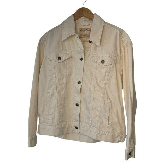 Free People | NEW Jolene Trucker Denim Jacket In Ecru Size S