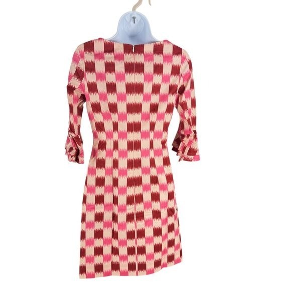 Autumn Adeigbo NEW Rose Lenore Pink Check Half Sleeve Cocktail Mini Dress Size 0