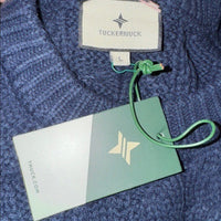 Tuckernuck NEW Navy Patchwork Cable Knit Relaxed Fit Pullover Sweater Size L