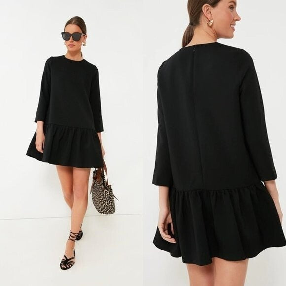 Tuckernuck NEW Black Pierce Drop Waist Classy Long Sleeve Mini Dress Size XS