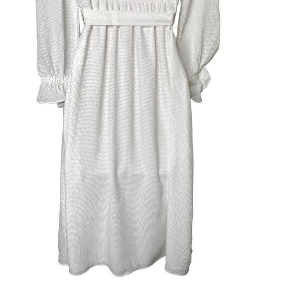 1. STATE NEW Off the Shoulder Smocked Bodice Midi Dress in New Ivory Size XXS