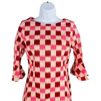 Autumn Adeigbo NEW Rose Lenore Pink Check Half Sleeve Cocktail Mini Dress Size 2