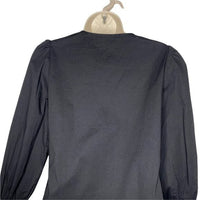 Pomander Place | NEW Easton Swing V Neck Long Sleeve Blouse in Black Size XS