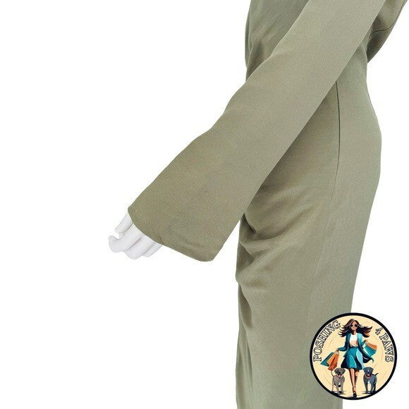 Jonathan Simkhai Bryanna Green Military Long Sleeve Formal Midi Dress Size 4