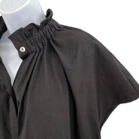 Pomander Place | NEW Black Rae Short Cap Sleeve Ruffle Collar Blouse Size S