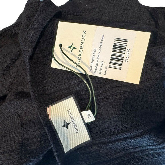 Tuckernuck NEW Black Pointelle Scoop Neck A Line Knit Ryder Maxi Dress Size M