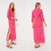 Nimo with Love NEW Pink and Orange Embroidered Sapphire Long Kaftan Size M