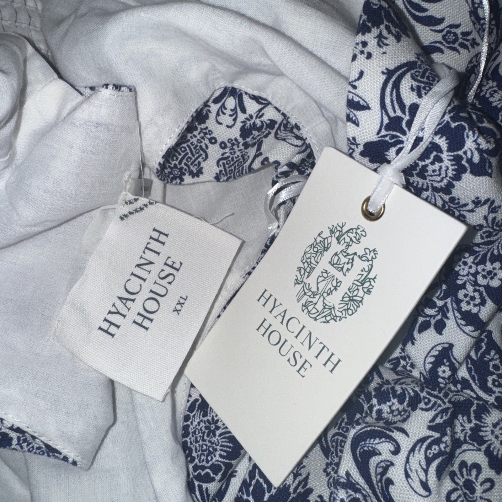 Hyacinth House NEW Navy Scroll Print Toula V Neck Sleeveless Maxi Dress Size XXL