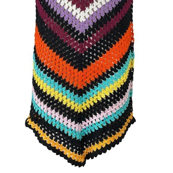 Alix Pinho | NEW Hastanking Open Knit Crochet Mini Dress in Multicolor Size M