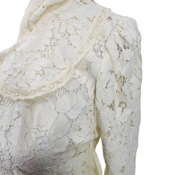 LoveShackFancy NEW Makena RARE Lace Peter Pan Cape Overcoat Ivory Womens Size S