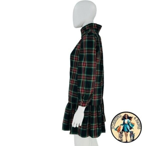 Tuckernuck Palmerston Tartan Plaid Drop Waist Long Sleeve Mini Dress Size XXL