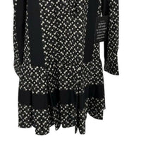 Tuckernuck NEW Black Geo Tate Tencel Long Sleeve Drop Waist Mini Dress Size XS