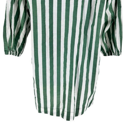 Tuckernuck Pomander Place NEW Green Stripe Linen Maryse Mini Caftan Dress Size M