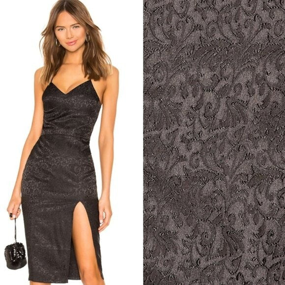 by the way. | NEW Mini Jacquard Satin Formal Slit Midi Dress in Black Size XS