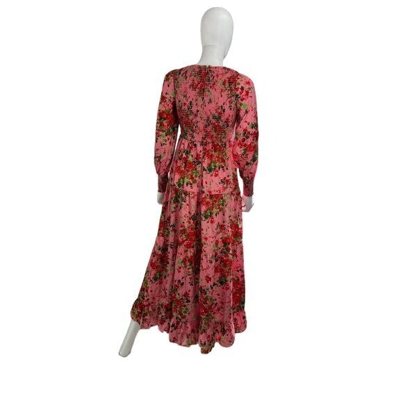 Tuckernuck NEW Pink Peony Meadows Libby Long Sleeve Maxi Dress Size XXS