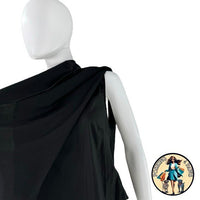 Tuckernuck NEW Black Selma Satin Twill Cape Flowy Round Neck Blouse Top Size M