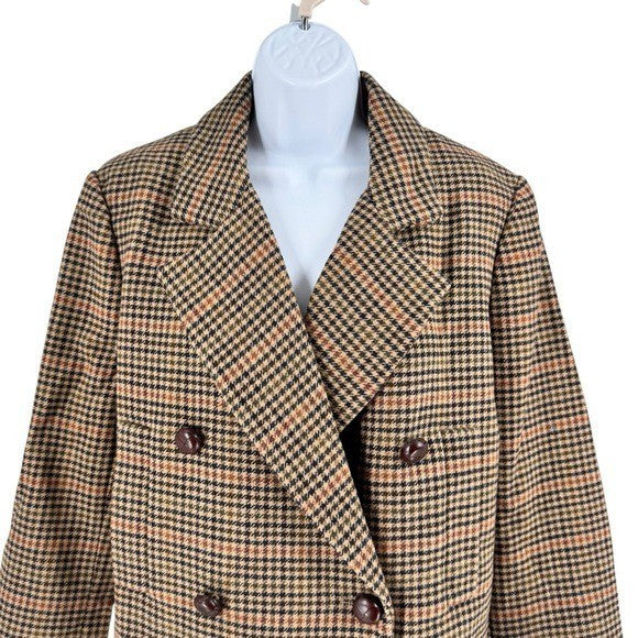 Tuckernuck NEW Brown Houndstooth Kensington Winter Wool Pea Coat Size XL