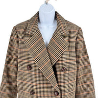 Tuckernuck NEW Brown Houndstooth Kensington Winter Wool Pea Coat Size XL