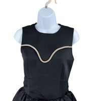 Tanya Taylor Black Noaki Embellished Sleeveless Drop Waist Mini Dress Size 0