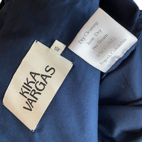 Kika Vargas NEW Off the Shoulder Long Sleeve Formal Midi Dress Navy Blue Size XS