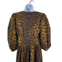 Tuckernuck NEW Leopard Graciela Puff Sleeve Square Neck Midi Dress Size 12