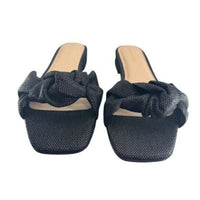 Tuckernuck NEW Black Raffia Britt Square Toe Knot Slip On Flat Sandal Size 6