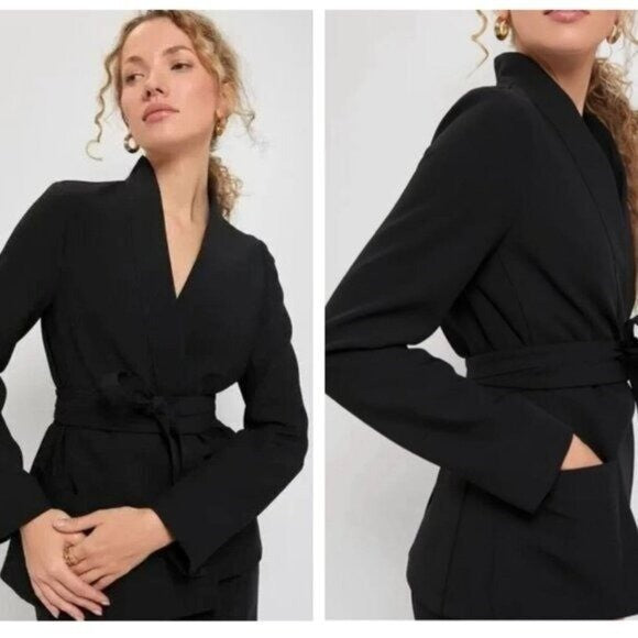 Tuckernuck NEW Black Gracie Wrap Crepe Classic Blazer Size XXS