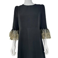 Pomander Place NEW Black Lillith Gold Lace Formal Maxi Dress Size L