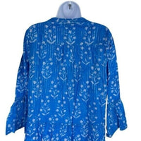 Juliet Dunn NEW Sapphire Small Flower Lurex Flared Sleeve Mini Dress Size L