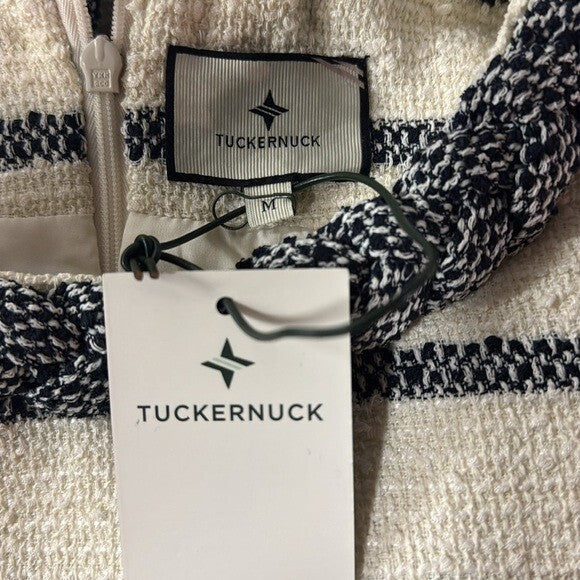 Tuckernuck NEW Navy Stripe Tweed Sleeveless Crew Neck Jackie Mini Dress Size M
