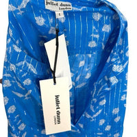 Juliet Dunn NEW Sapphire Small Flower Lurex Flared Sleeve Mini Dress Size S