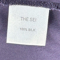 The Sei 100% Silk Long Sleeve Tie Satin Front Blouse in Fig Purple Size 10