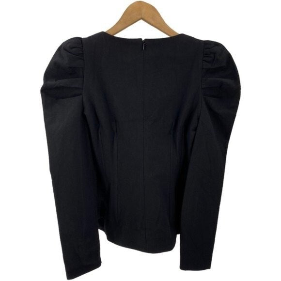 Tuckernuck NEW Black Calla Structured Puff Sleeve Button Blouse Size Small