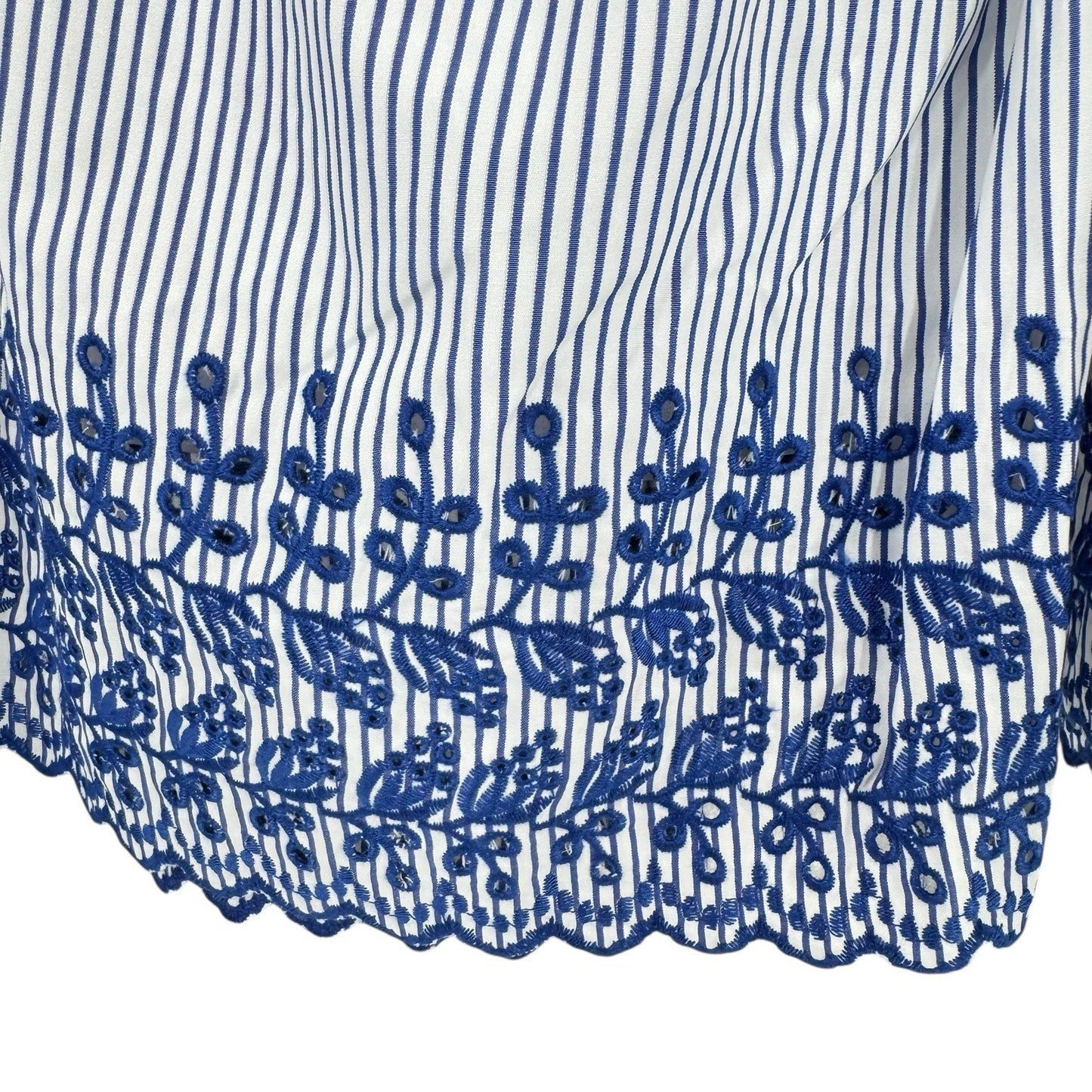 Tuckernuck NEW Blue White Eyelet Stripe Cinza Embroidered Midi Skirt Size XXL