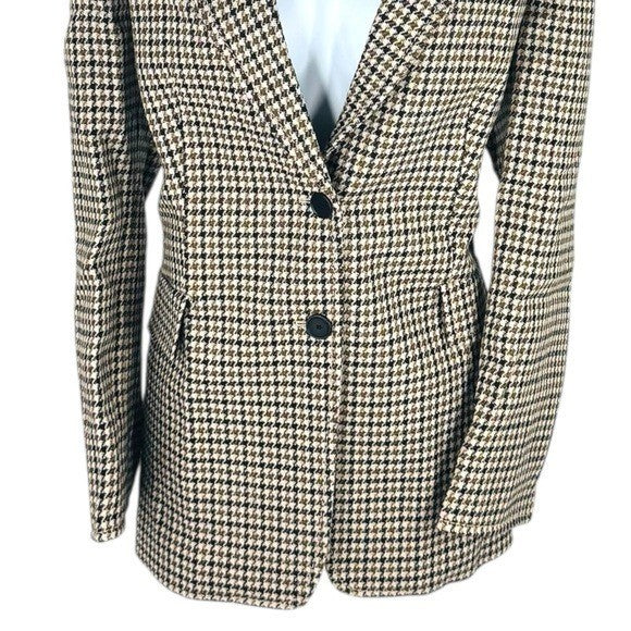 Akris Punto NEW Brown & Black Houndstooth Wool Boyfriend Blazer Size 10