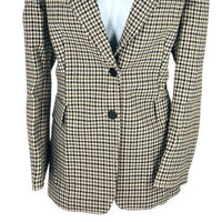 Akris Punto NEW Brown & Black Houndstooth Wool Boyfriend Blazer Size 10