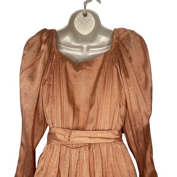REVOLVE Lovers + Friends Corinne Satin Long Sleeve Mini Dress Tan Size XXS