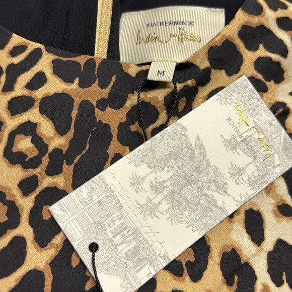 Tuckernuck x India Hicks NEW Leopard Domino Long Sleeve Party Mini Dress Size M