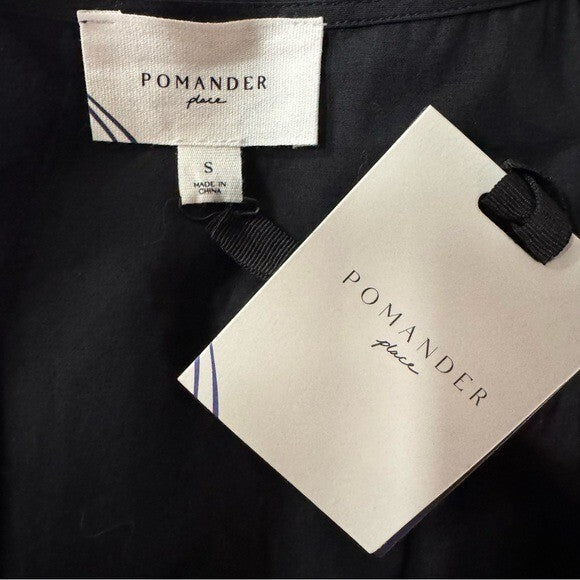 Pomander Place | NEW Black Porto Square Neckline Sleeveless Mini Dress Size S