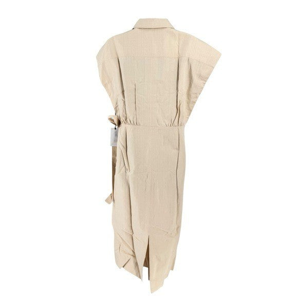 Apiece Apart NEW Catania Wrap Collared Short Sleeve Maxi Dress Ecru Ivory Size S