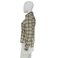 Burberry London NEW Womens Nova Check Fitted Collared Button Down Shirt Size XS