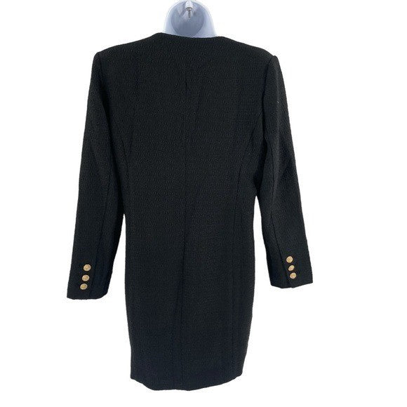 Pomander Place | NEW Black Tweed Keira Long Sleeve Mini Dress Size M
