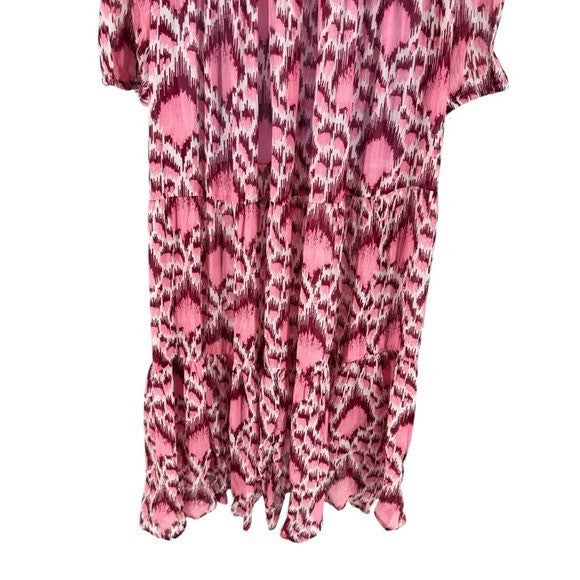 Tuckernuck NEW Pink Poppy Ikat Long Sleeve Salty Paloma Caftan Size XXXL
