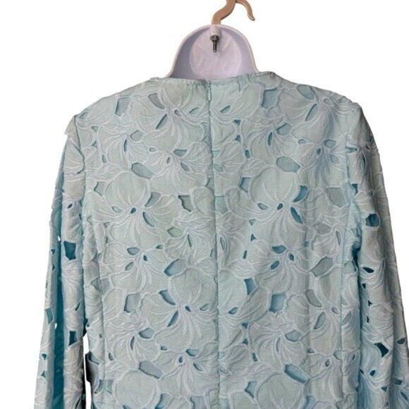 Tuckernuck NEW Aqua Floral Lace Camilla Long Flared Sleeve Mini Dress Size L