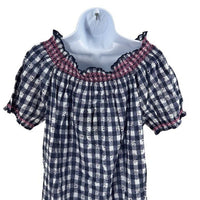 Tuckernuck NEW Tnuck Beach Embroidered Blue Check Gingham Toulon Coverup Size L