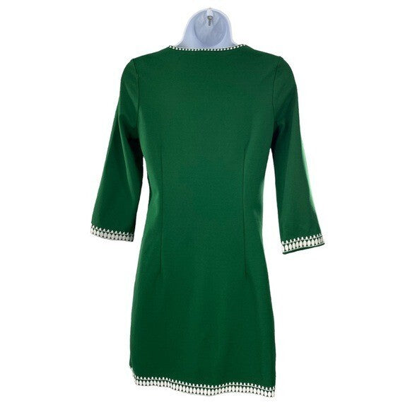 Tuckernuck NEW Miguelina Green Embroidered Shift Mini Dress Size 2XS
